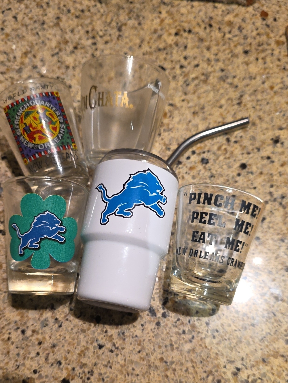 Detroit Lions White Stainless Tumbler with Straw - Team Logo Drinkware